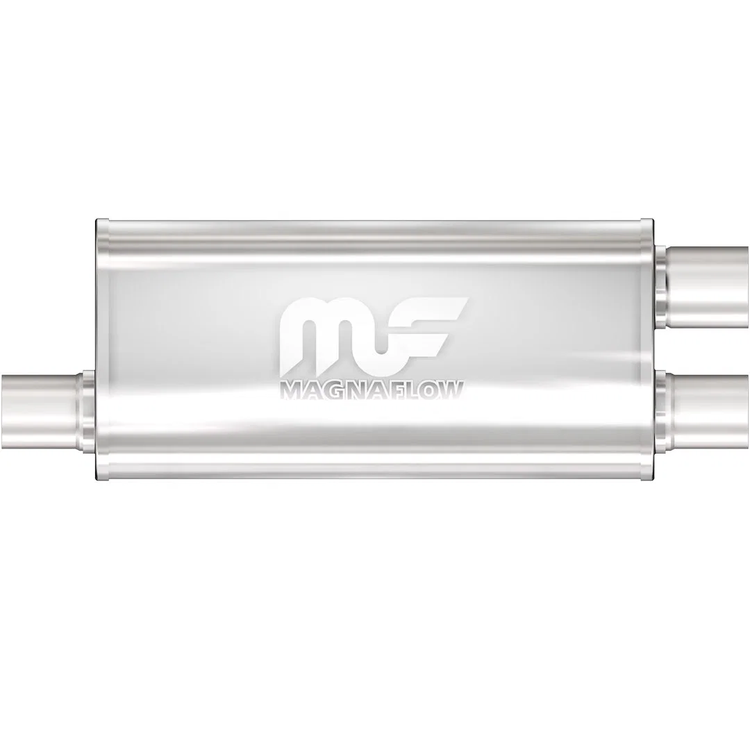 12267 – MAGNAFLOW Exhaust Muffler, 8 Inch Width x 5 Inch Height Oval Stainless Steel Case Single 3 Inch Offset Inlet ...